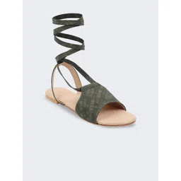 GLAM STORY Women Colourblocked Open Toe Flats with Bows-picture-21