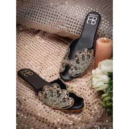 GLAM STORY Women Embroidered Party Open Toe Flats-picture-38