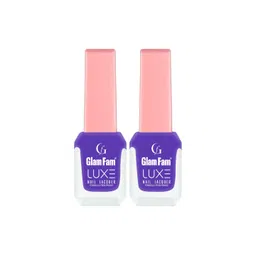 GlamFam Luxe Set Of 2 Glossy Finish Nail Lacquer - 12 ml Each - Dark Lavender 50-picture-21