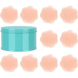 glamoras Women & Girls Silicon Self-adhesive Nipple Covers, Silicone Pasties, Reusable Nipple Covers, Invisible Adhesive Sticky Breast Petals, Color-Nude, Free Size, Flower Shape, Pack of 10 (5 Pairs)-picture-17