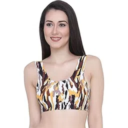 glamoras Women's Printed Ice Silk Sports Bra Lightly Padded Non Wired Seamless Air Bra Multicolour-picture-39
