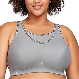 glamorise Women's Stretch Cotton Non-Wired Sports Bra (1066-40_Silver_36DD)-picture-36