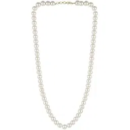 glamshell Round Pearl Mala Necklace 8mm Pearl Necklace for Men or Women, Pearl Choker Necklace Fashion Jewellery for Men and Women Black & White-picture-38