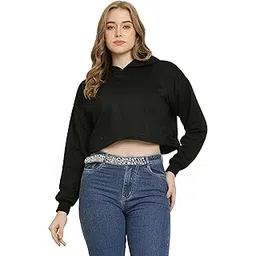 GLAMTURE Stylish Women’s Trendy Crop Hoodies, Fleece Material Full Sleeves, Hooded Neck Womens Sweatshirt || Regular&Plus Sizes || Small - 10XL || (11COLOURS)-picture-19