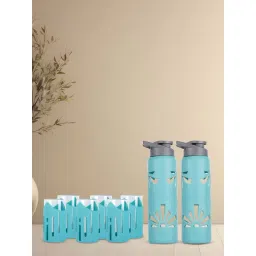 Glasafe Mellow Green Borosilicate 2 Bottles with 3 Drinking Glasses-picture-37