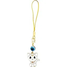 Glass Cat Charm Evil Eye Mobile Phone Pendant, Decorative Charms For Telephones, Suitable For Keychain Car Key Bag Backpack Wallet Decoration Usb Charm,Gold-picture-17