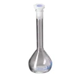 Glassco 10ml Glass Boro 3.3 Clear Glass Volumetric Flask with Penny Head Glass &a; Polyethylene Stopper, 128.576.02 (Pack of 2) image 1