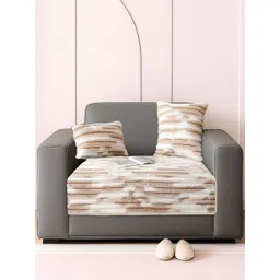 GLASSIANO Beige & Beige Printed Polyester 1 Piece Sofa Cover-picture-30