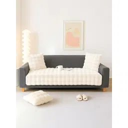 GLASSIANO Cream-Coloured & Cream-Coloured Polyester 1 Piece Sofa Cover-picture-41