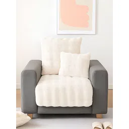 GLASSIANO Cream-Coloured & Cream-Coloured Polyester 1 Piece Sofa Cover-picture-39