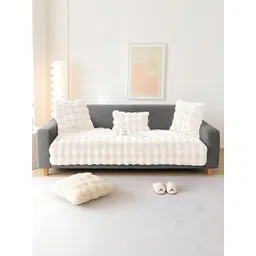 GLASSIANO Cream-Coloured & Cream-Coloured Polyester 1 Piece Sofa Cover-picture-39