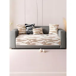 GLASSIANO Grey & Cream-Coloured Striped Polyester 1 Piece Sofa Cover-picture-37