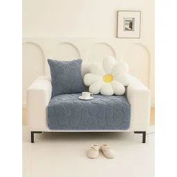 GLASSIANO Grey & Grey Polyester 1 Piece Sofa Cover-picture-23