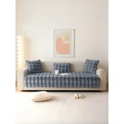 GLASSIANO Grey & Grey Polyester 1 Piece Sofa Cover-picture-23