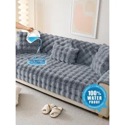 GLASSIANO Grey & Grey Polyester 1 Piece Sofa Cover image 2