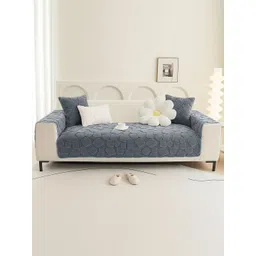 GLASSIANO Grey & Grey Polyester 3 Piece Sofa Cover With Arms-picture-20
