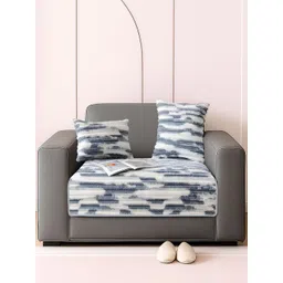 GLASSIANO Grey & Grey Printed Polyester 1 Piece Sofa Cover-picture-16