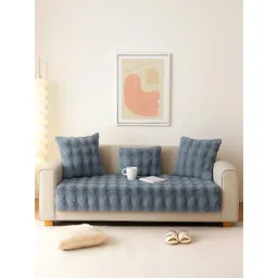 GLASSIANO Grey & Grey Solid Polyester 1 Piece Sofa Cover-picture-27