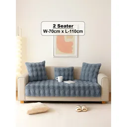 GLASSIANO Grey & Grey Solid Polyester 1 Piece Sofa Cover image 2