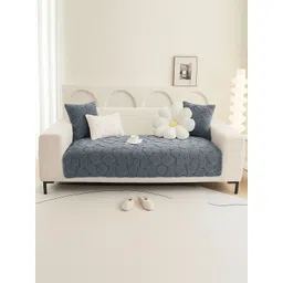 GLASSIANO Grey Polyester 1 Piece Sofa Cover-picture-31