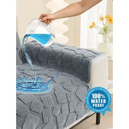 GLASSIANO Grey Polyester 1 Piece Sofa Cover image 2