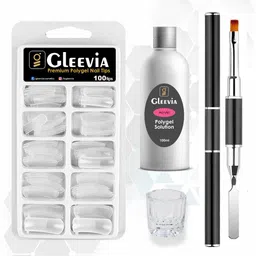 gleevia Nail Art Extension Combo Kit of Polygel Tips, Slip Solution, Polygel Brush & Dappen Dish-picture-47