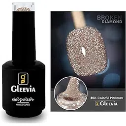 gleevia Reflective Glitter Finish Color Disco Gel Polish UV/LED Lamp Cure Brush Cap Bottle Broken Diamond (15ml, R2)-picture-36