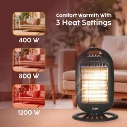 glen HA 7017 HL Black 1200 watt Electric Halogen Room Heater with 3 Heat Settings Black-HA7017HL Halogen Room Heater image 3