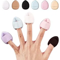 Gleva 6 Pcs Finger Powder Puff Mini Soft Face Makeup Sponge, Loose powder Foundation Blending Sponges Set, Beauty Blender, Contouring, Wedge Triangle Shape Wet & Dry Tool Washable Reusable (Multicolor)-picture-35