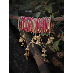 GLIKA Women Velvet Stones Studded Latkan Bangle Set-picture-12