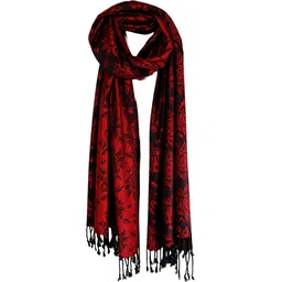 glimmerx Printed Viscose Women Red Stole, Stole, Faux Turtleneck Neck Cover-picture-14
