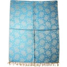 glimmerx Printed Viscose Women Light Blue Stole, Stole, Faux Turtleneck Neck Cover image 4