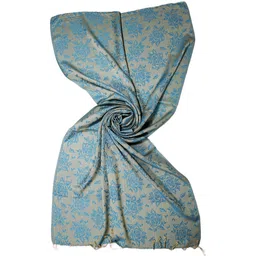 glimmerx Printed Viscose Women Light Blue Stole, Stole, Faux Turtleneck Neck Cover image 3