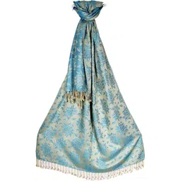 glimmerx Printed Viscose Women Light Blue Stole, Stole, Faux Turtleneck Neck Cover image 2