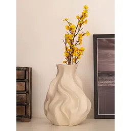 Glimpse Homes Off-White Ceramic Whispering Waves Vase-picture-11