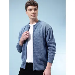 glitchez Acrylic Mock Collar Open Knit Front-Open Sweater-picture-34