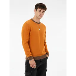 glitchez Acrylic Pullover with Contrasting Ribbed Edges-picture-37