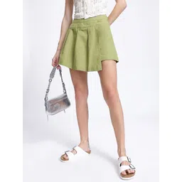 glitchez Asymmetrical Twist Box Pleats Mini Skort-picture-36