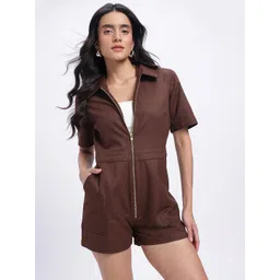 glitchez Basic & Bold Twill Weave Slim Fit Zip-Up Playsuit-picture-15