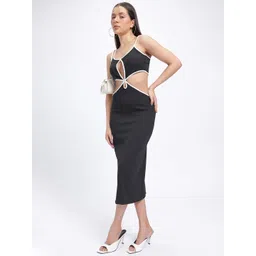 glitchez Charismatic Cut-Outs Ribbed Shoulder Straps Slip Midi Bodycon Dress-picture-34