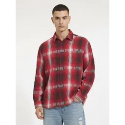 glitchez Checked Spread Collar Pure Cotton Oversized Casual Shirt-picture-23