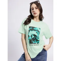 glitchez Chic Vibe Graphic Printed Oversized Longline T-shirt-image-3