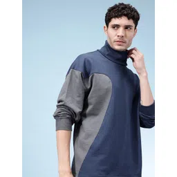 glitchez Colorblocked Turtle Neck Relaxed Fit Pullover Sweatshirt-picture-19