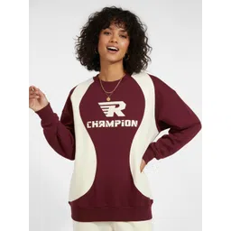 glitchez Colorblocked Typography Drop-Shoulder Sleeves Terry Oversized Pullover Sweatshirt-picture-17