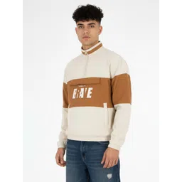 glitchez Colorblocked Typography Print Half Zipper Bomber Jacket-picture-13