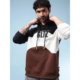 glitchez Colourblocked Hooded Fleece Oversized Pullover with Typography Applique Detail-picture-15