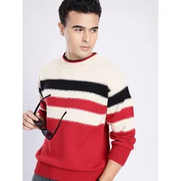 glitchez Colourblocked Striped Knitted Sweater-picture-13