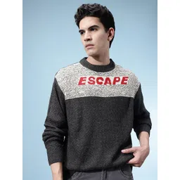 glitchez Colourblocked Typography Pattern Sweater-picture-12