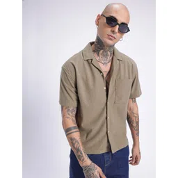 glitchez Cool Edge Self Design Oversized Fit Shirt-picture-27