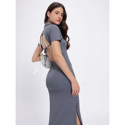 glitchez Cut Out Detail Ribbed Shirt-Style Dress-picture-10